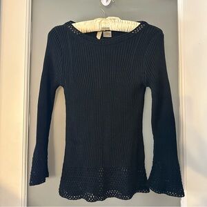 Black Knit crochet style Sweater